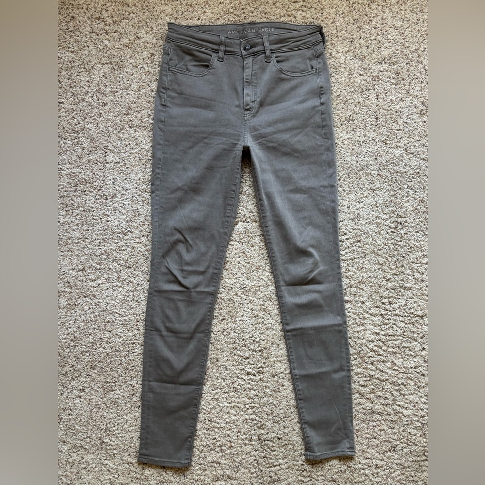 American Eagle Ne(x)t Level Stretch High Rise Jeggings Women’s size 8 Long Gray